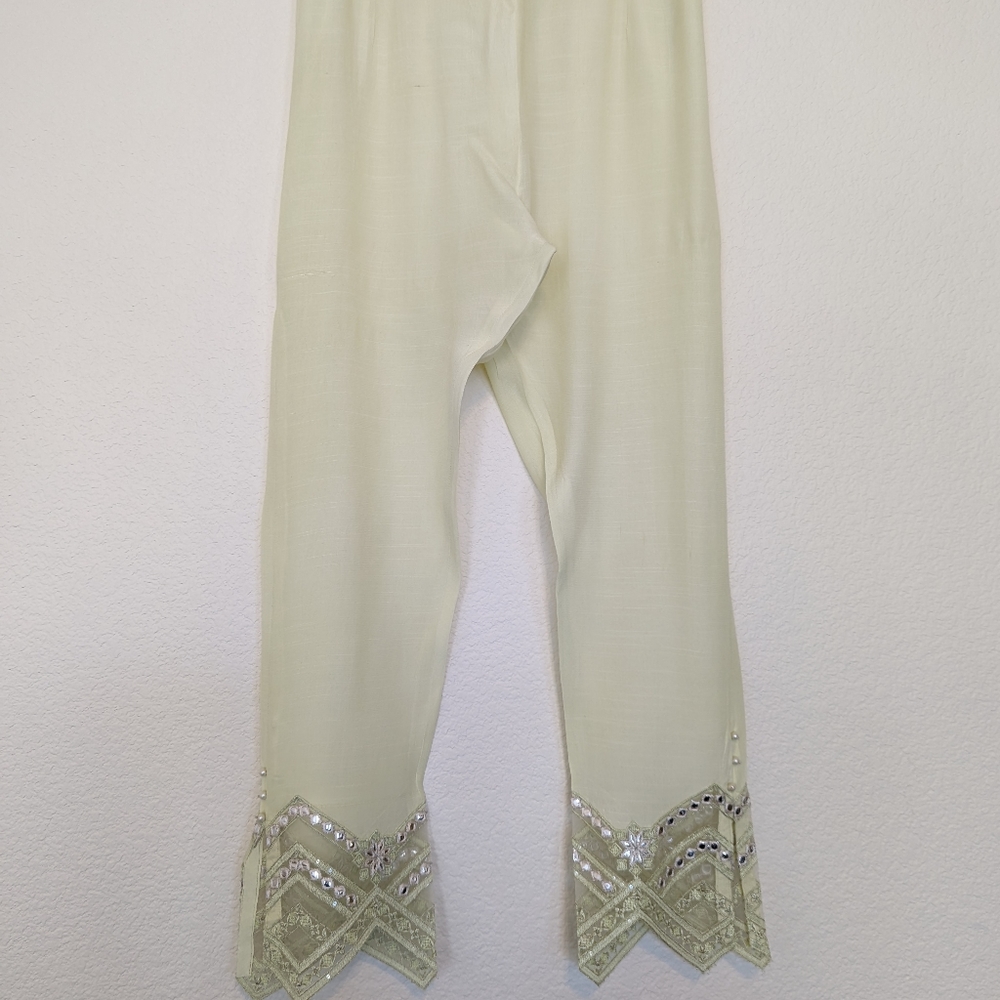 EMBROIDERED MIRROR WORK ANGRAKHA WITH MATCHING PANTS AND DUPATTA - Picture 6 of 7